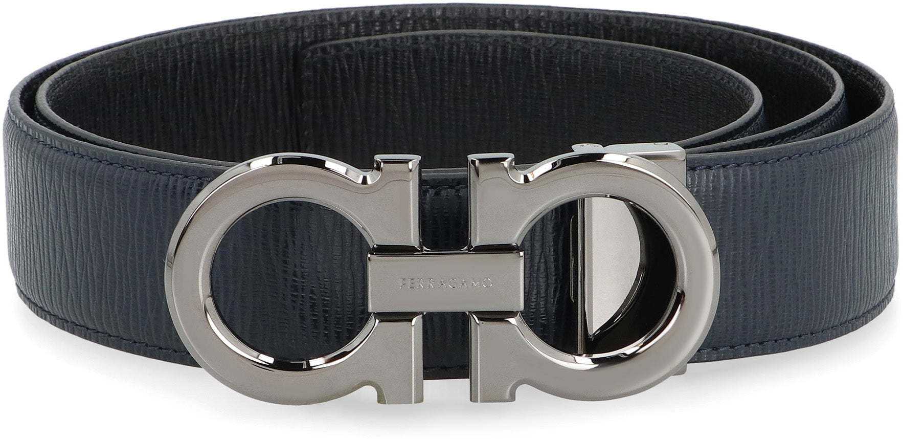 Ferragamo Gancini Hook Reversible Leather Belt - 9x4 cm Buckle