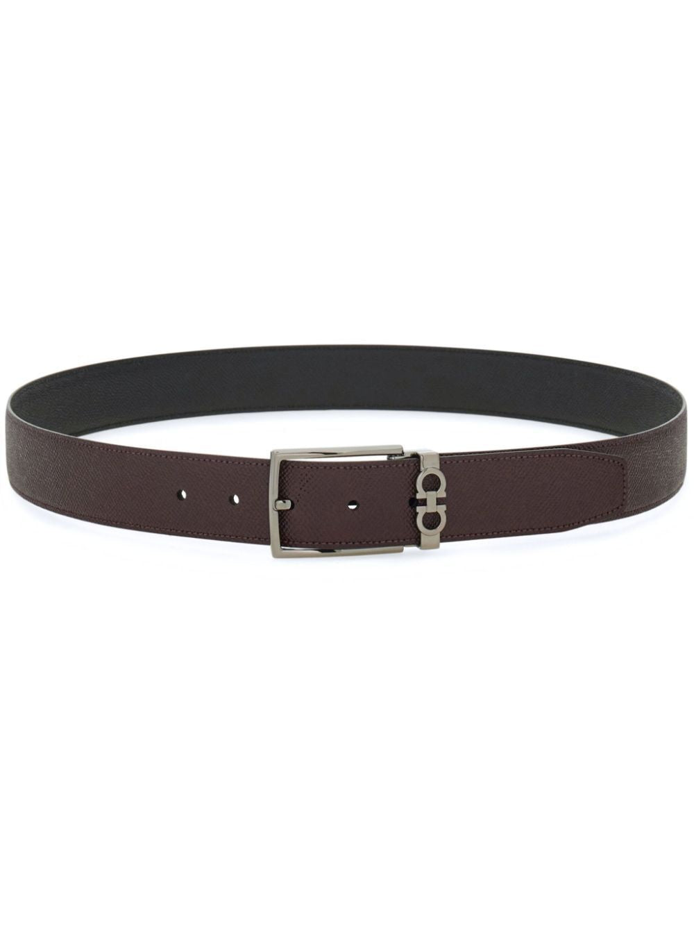 Ferragamo Grained Leather Gancini Hook Motif Reversible Belt