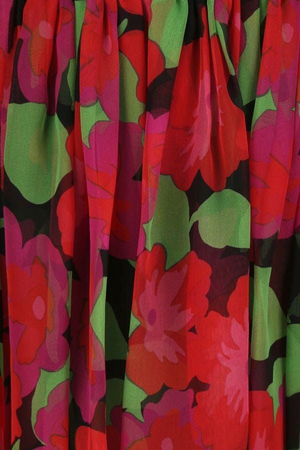 SAINT LAURENT Floral Printed Silk Mini Dress