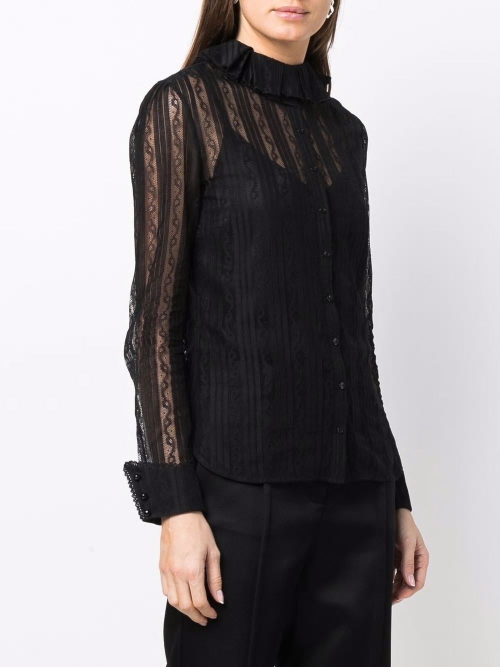 SAINT LAURENT Lace-Trimmed Blouse