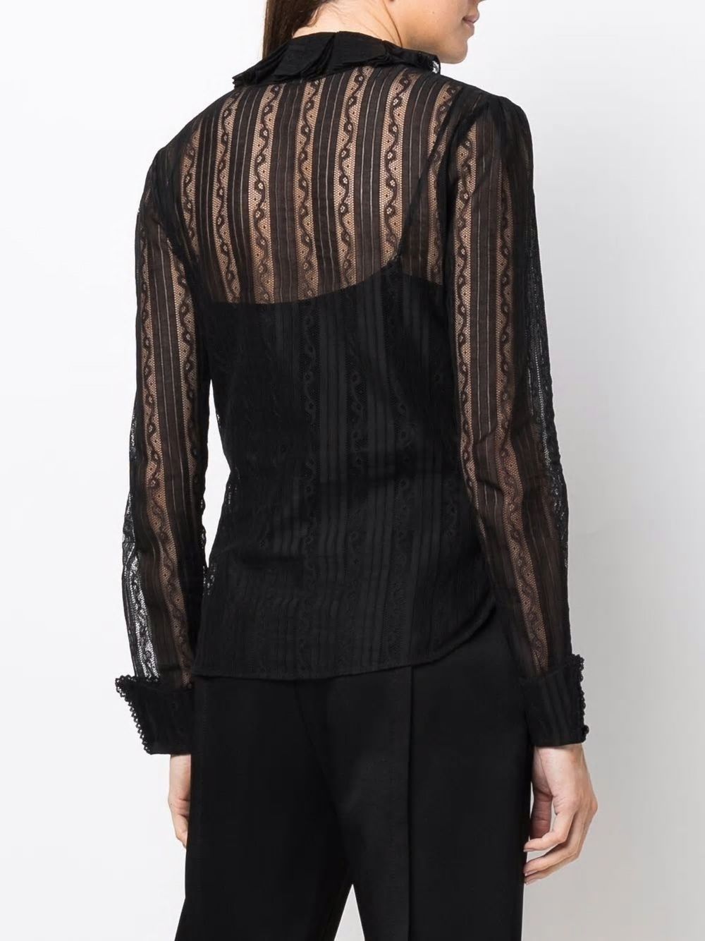 SAINT LAURENT Lace-Trimmed Blouse