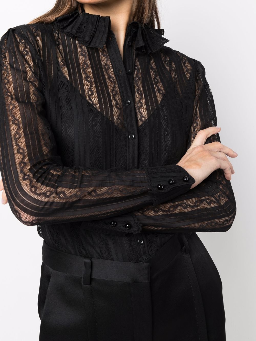 SAINT LAURENT Lace-Trimmed Blouse