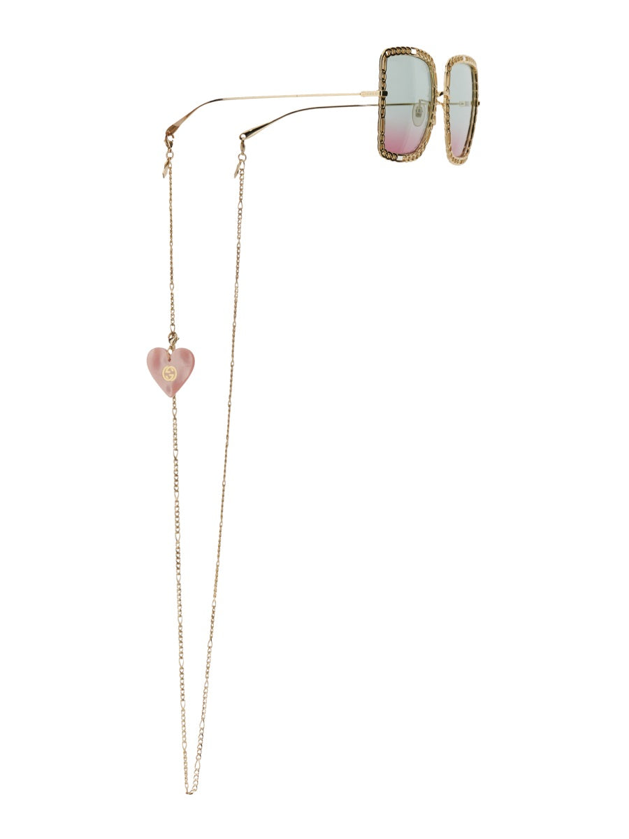 GUCCI Rectangle Sunglasses with Chain for Women