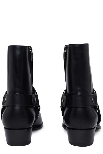 SAINT LAURENT Wyatt 40 Leather Ankle Boots