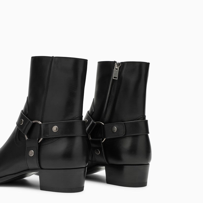 SAINT LAURENT Wyatt 40 Leather Ankle Boots