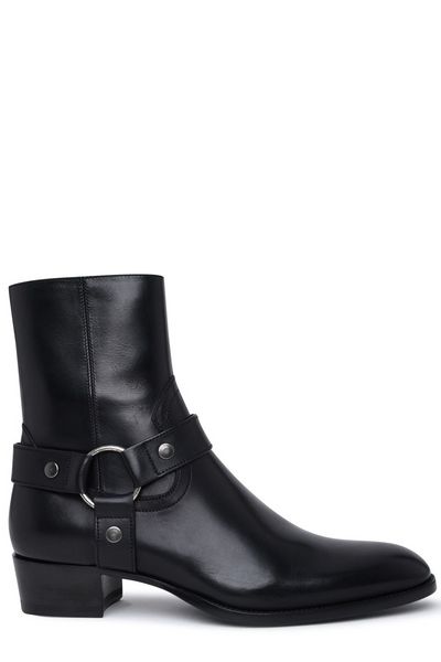 SAINT LAURENT Wyatt 40 Leather Ankle Boots