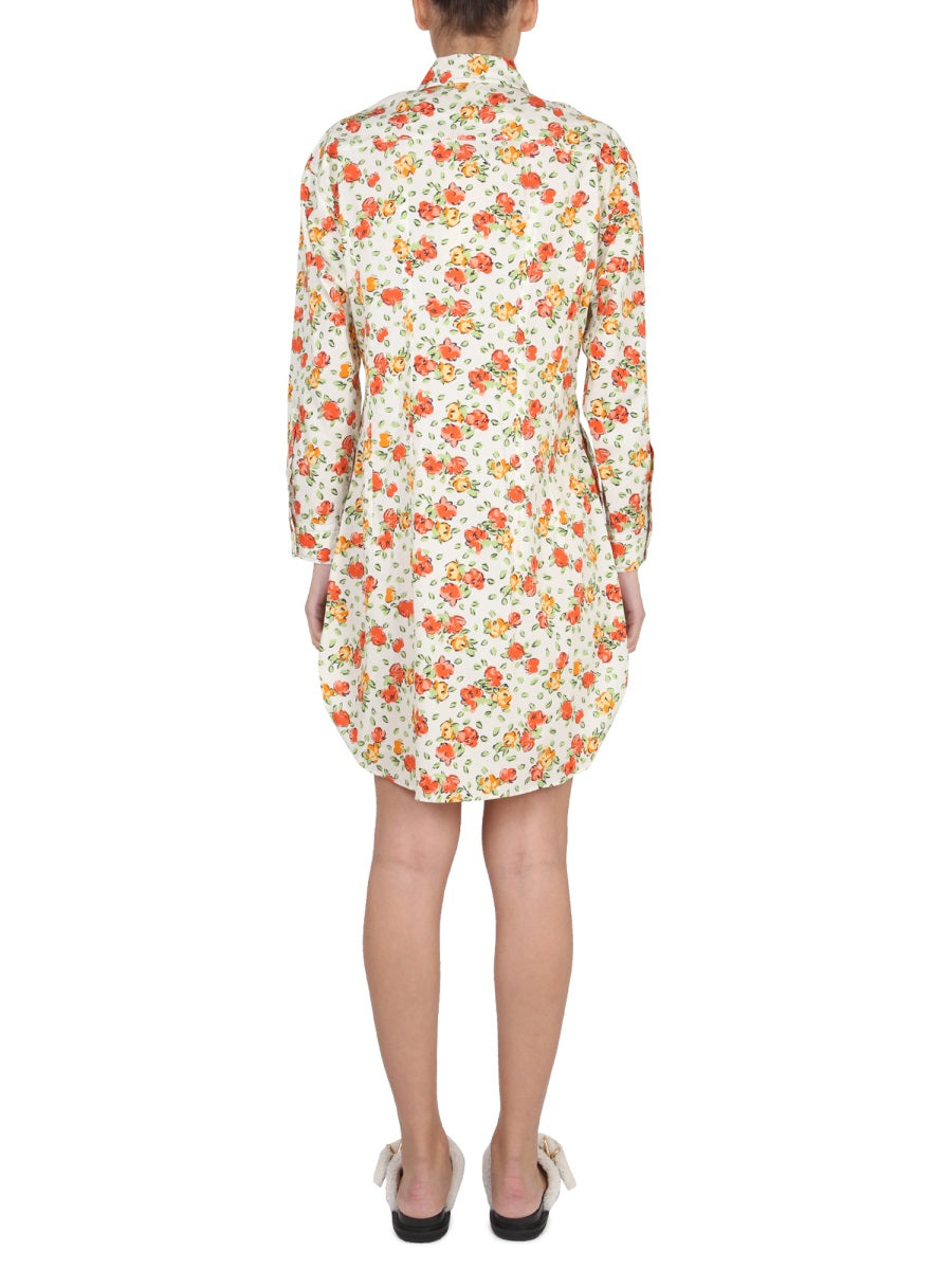 MARNI Floral Print Mini Shirt Dress
