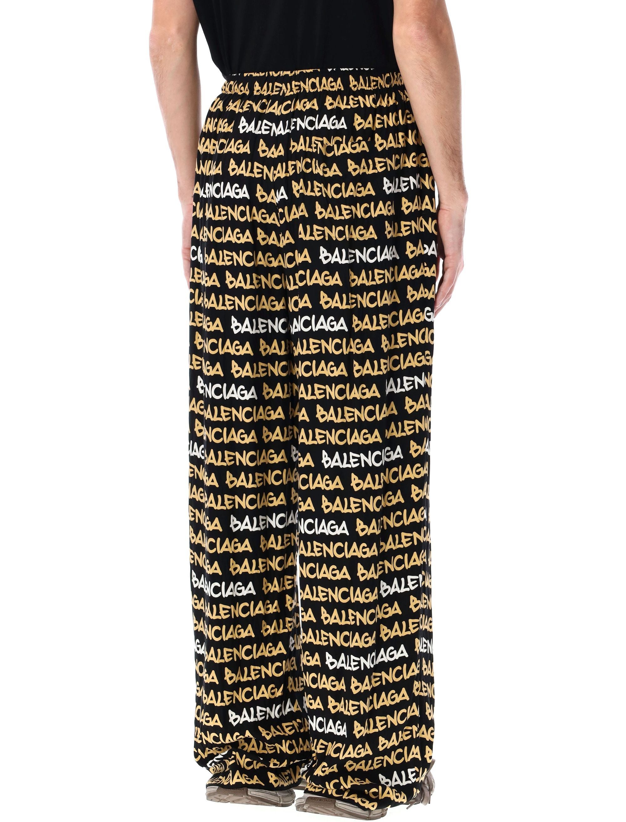 BALENCIAGA Allover Logo Wide Leg Pants - Size 48