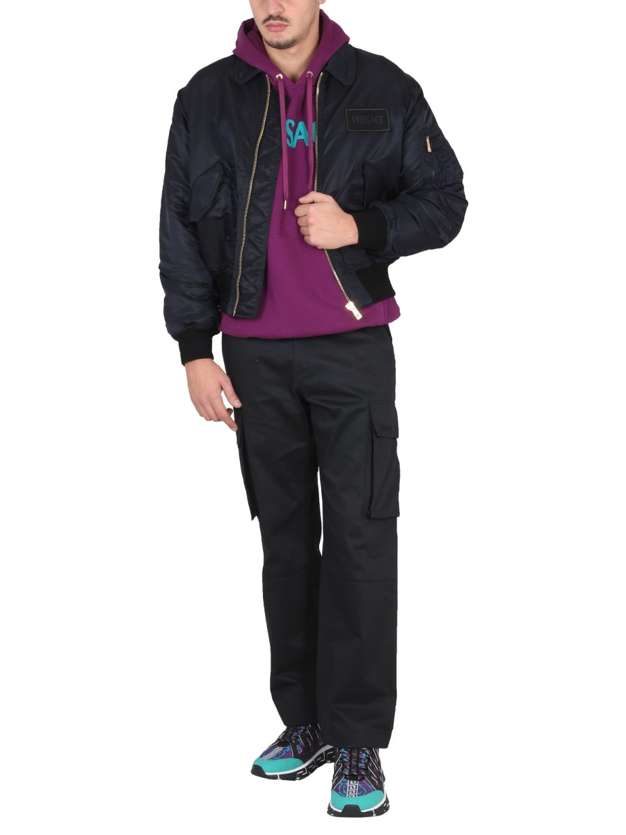 VERSACE Contemporary Bomber Jacket with Applied Logo