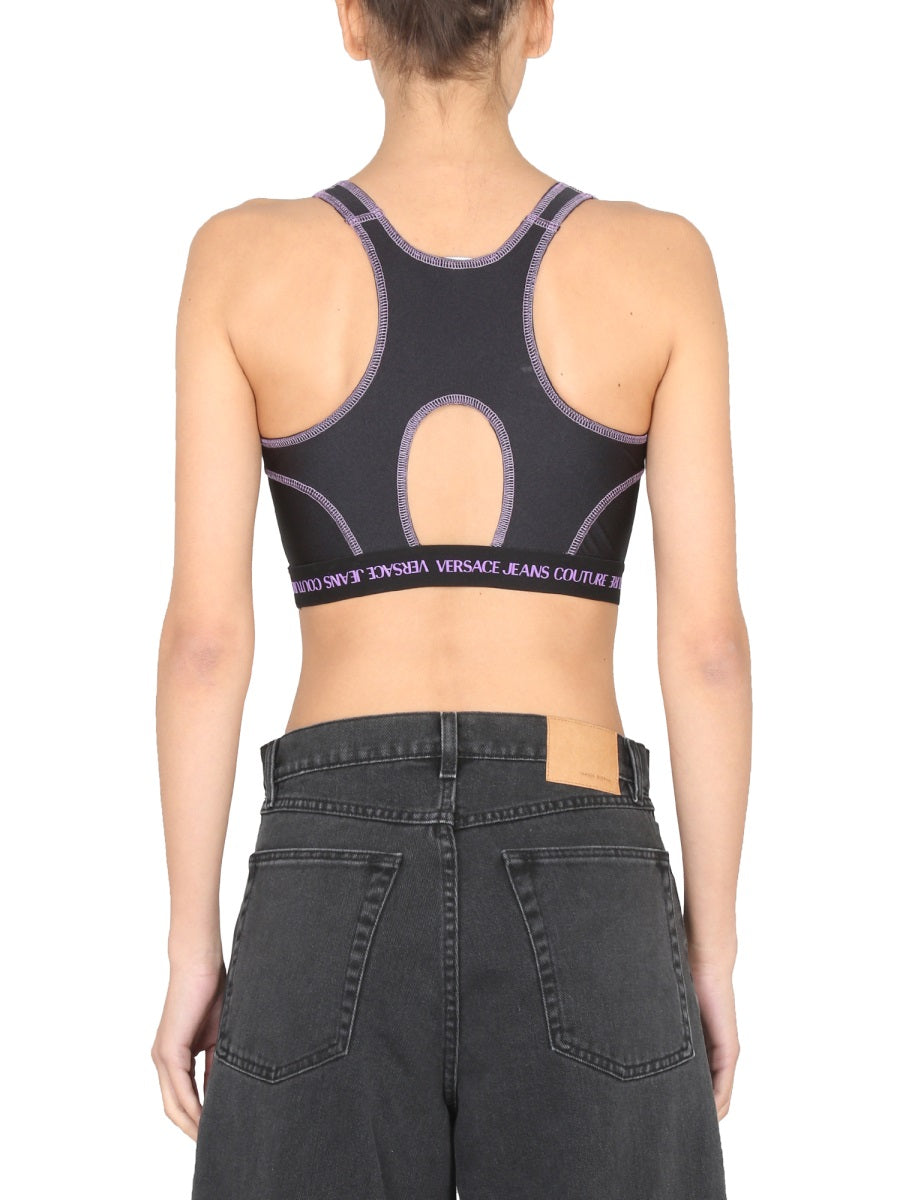VERSACE JEANS COUTURE Crop Top with Logo Band for Women