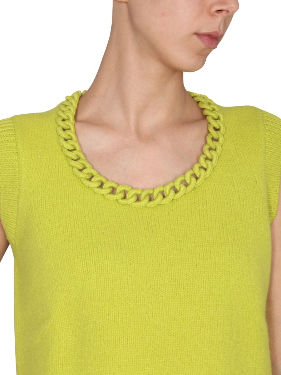 BOTTEGA VENETA Elegant Round Neck Crochet Chain Vest