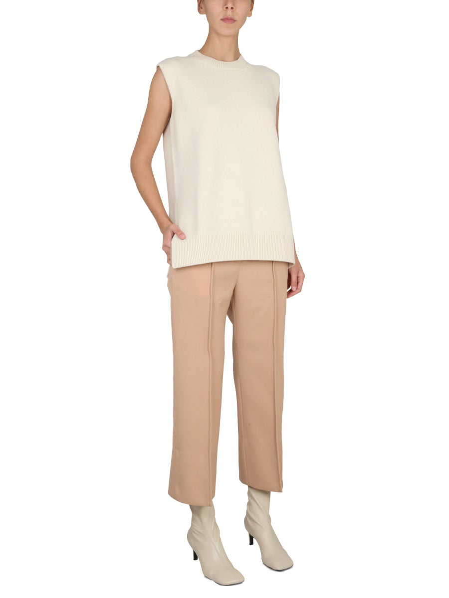 JIL SANDER Sleeveless Crew-Neck Wool Vest