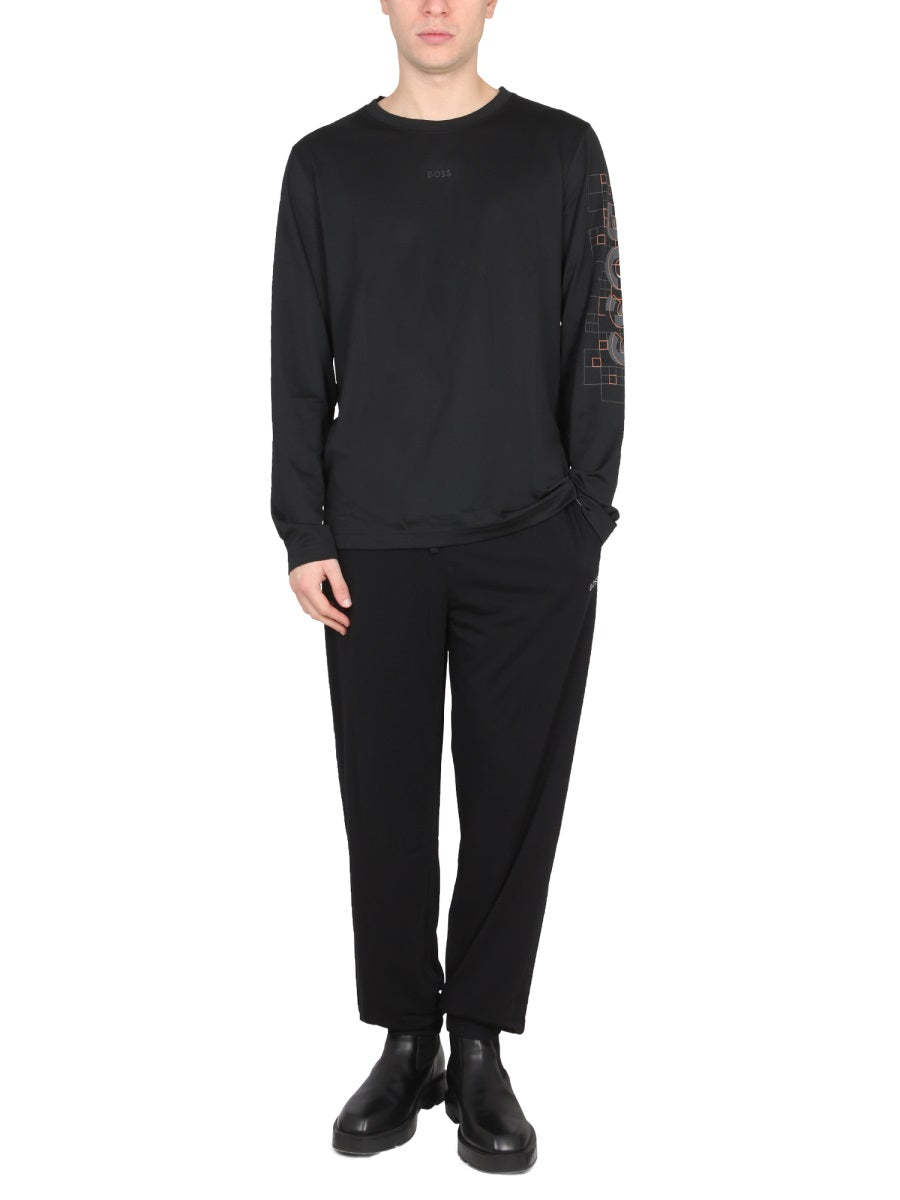 BOSS Crew-Neck Long Sleeve Logo T-Shirt