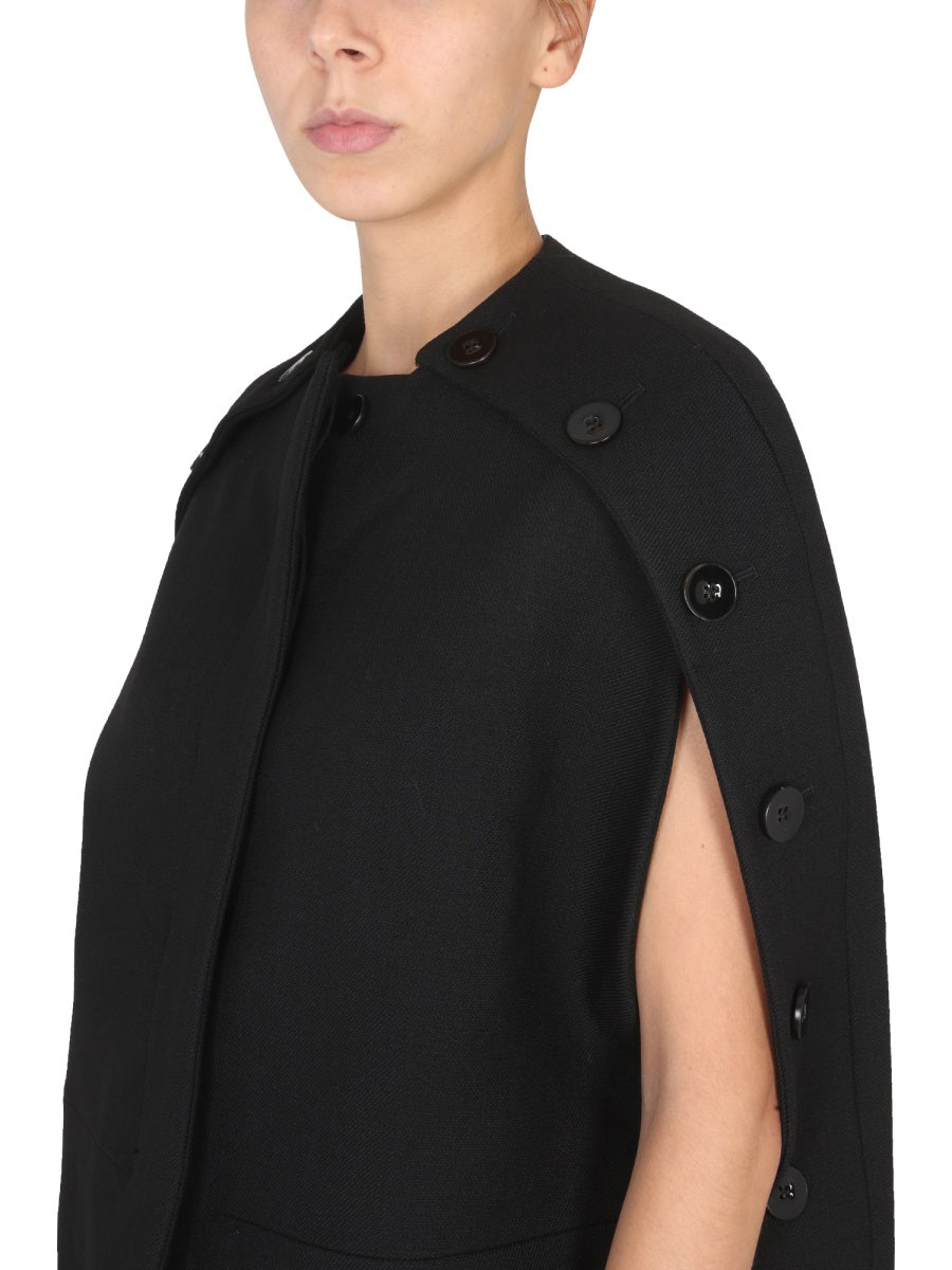 JIL SANDER Round Neck Virgin Wool Cape