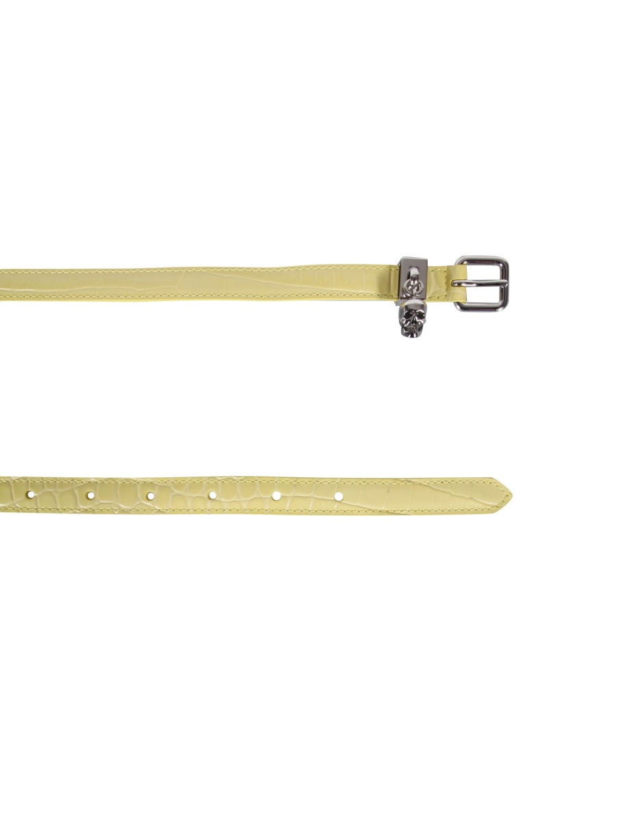 ALEXANDER MCQUEEN Double Belt with Skull and Pavè - 1 CM Height