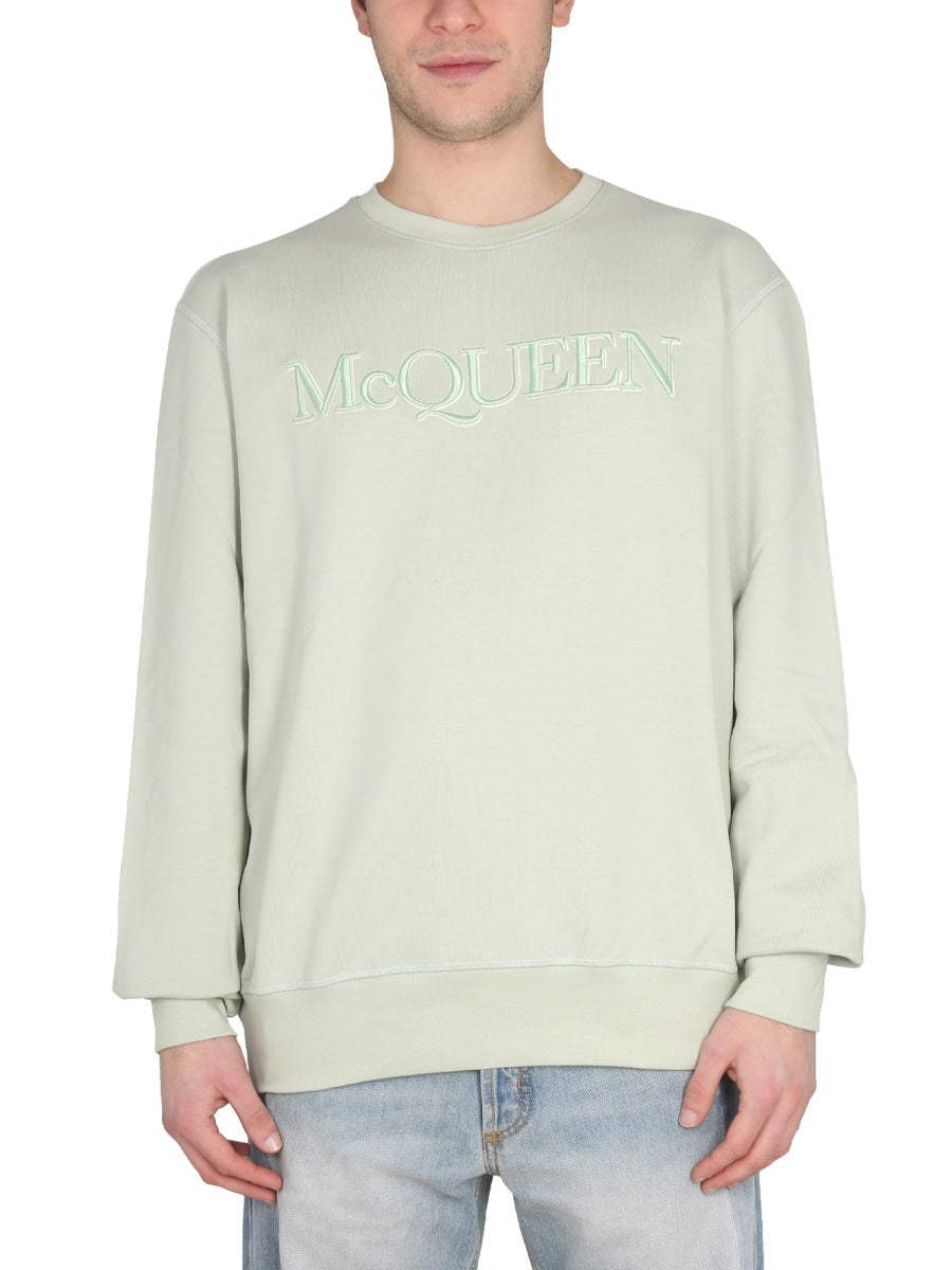 ALEXANDER MCQUEEN Men's Logo Embroidered Crossneck Sweatshirt
