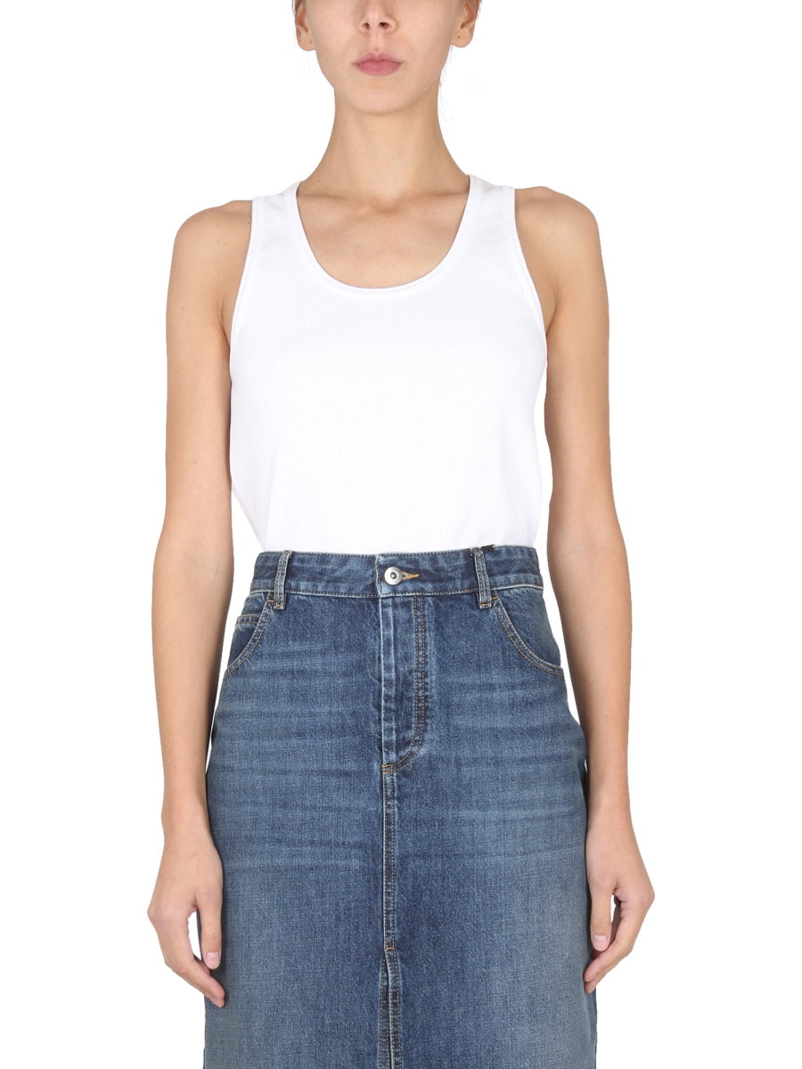 BOTTEGA VENETA Round Neck Ribbed Slim Top for Women
