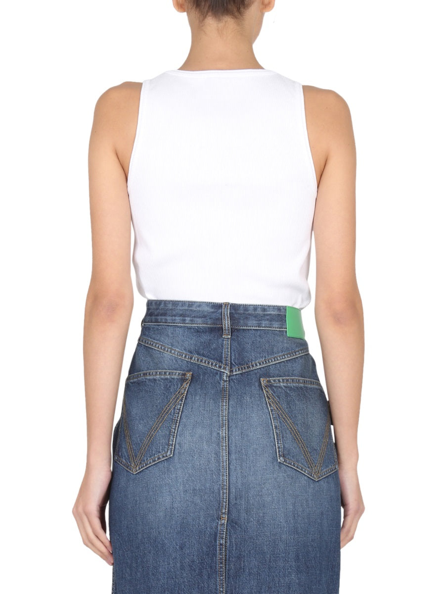 BOTTEGA VENETA Round Neck Ribbed Slim Top for Women
