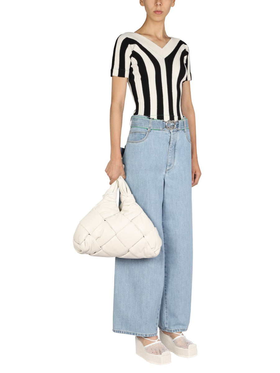 BOTTEGA VENETA Striped Pattern V-Neck Top for Women