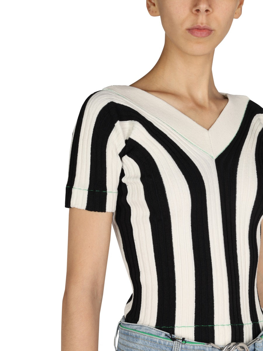 BOTTEGA VENETA Striped Pattern V-Neck Top for Women
