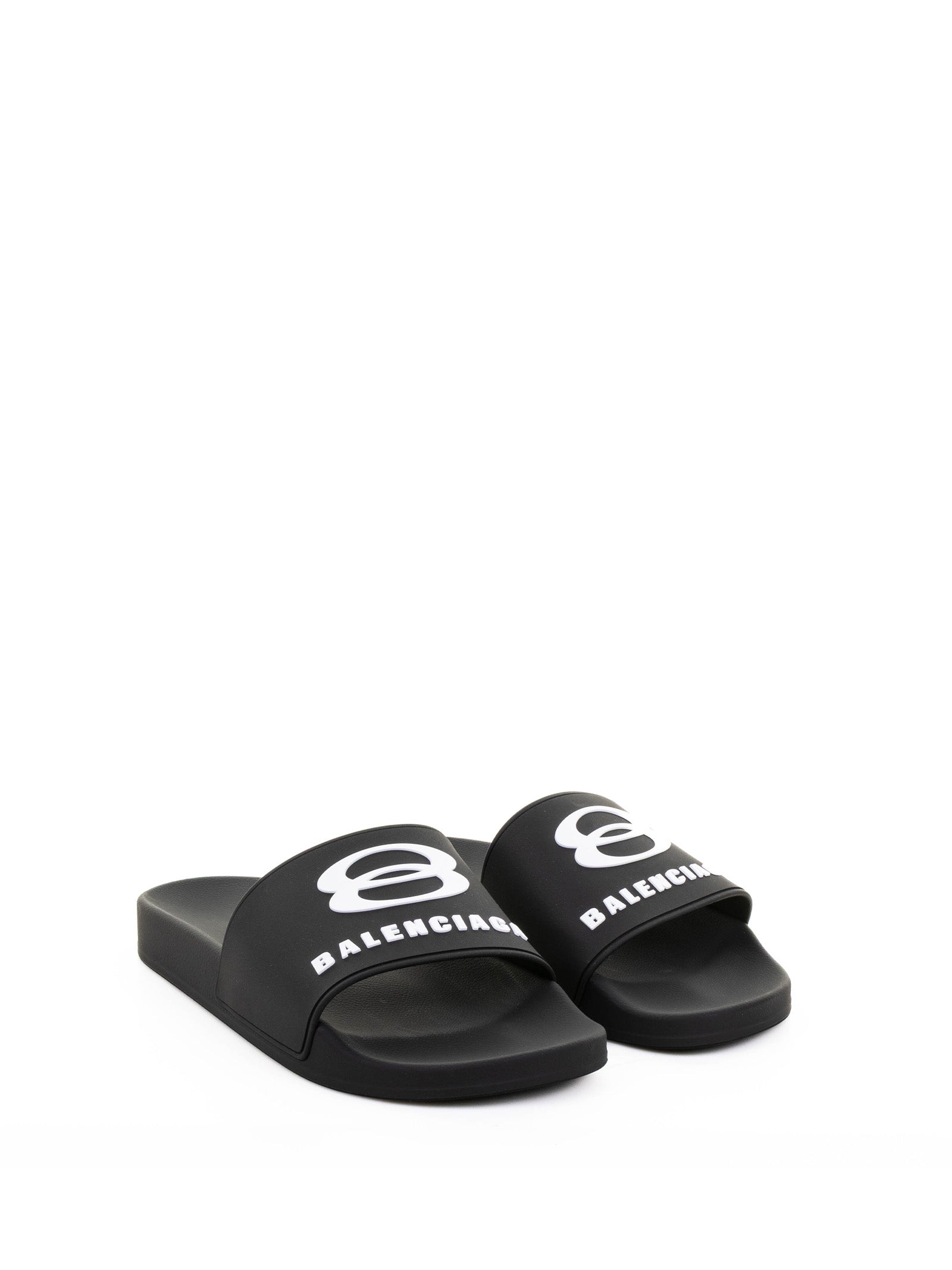 BALENCIAGA Men's Rubber Slide Sandals with Embossed Logo
