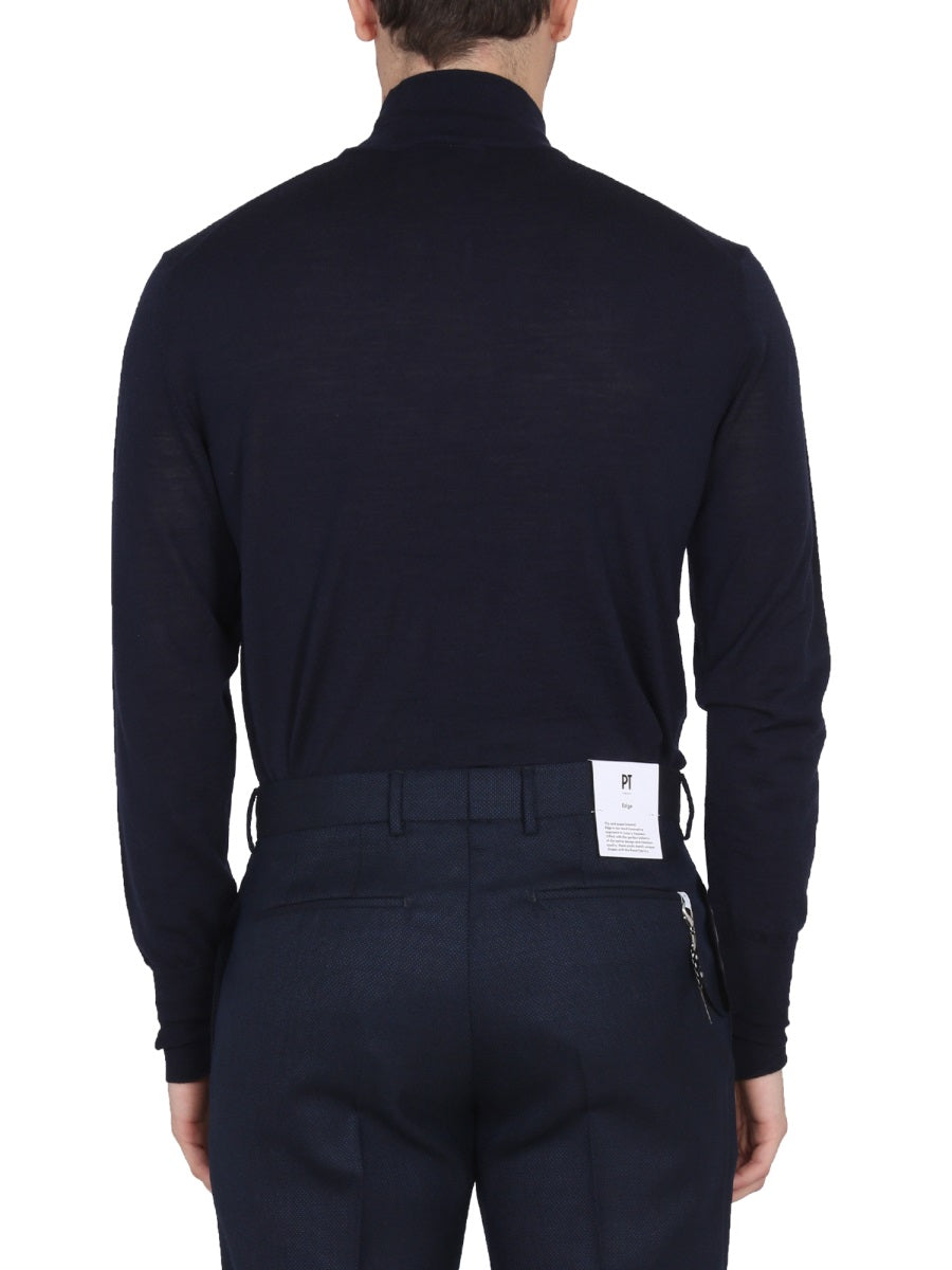 PT TORINO High Neck Ribbed Turtleneck Shirt