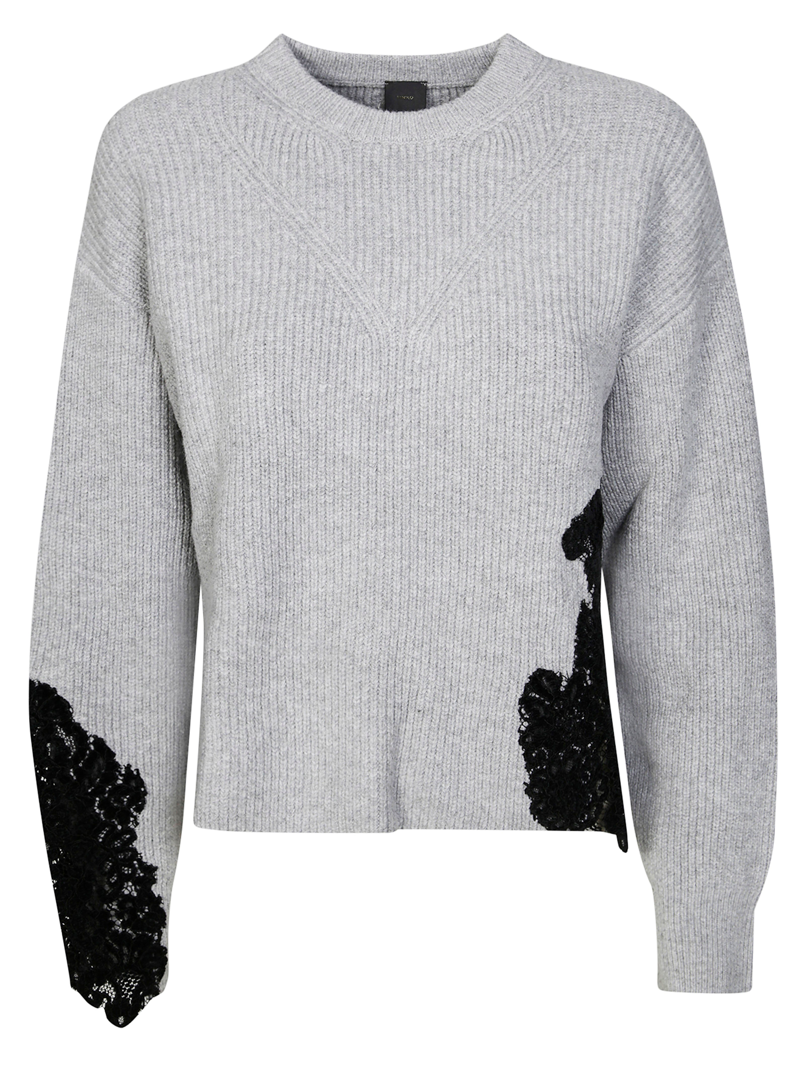 PINKO Crewneck Sweater with Lace Detail