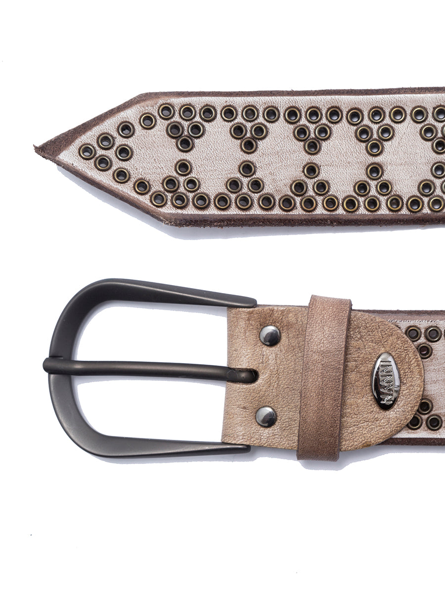 NANNI Leather and Metal Belt - 3.00 CM Width