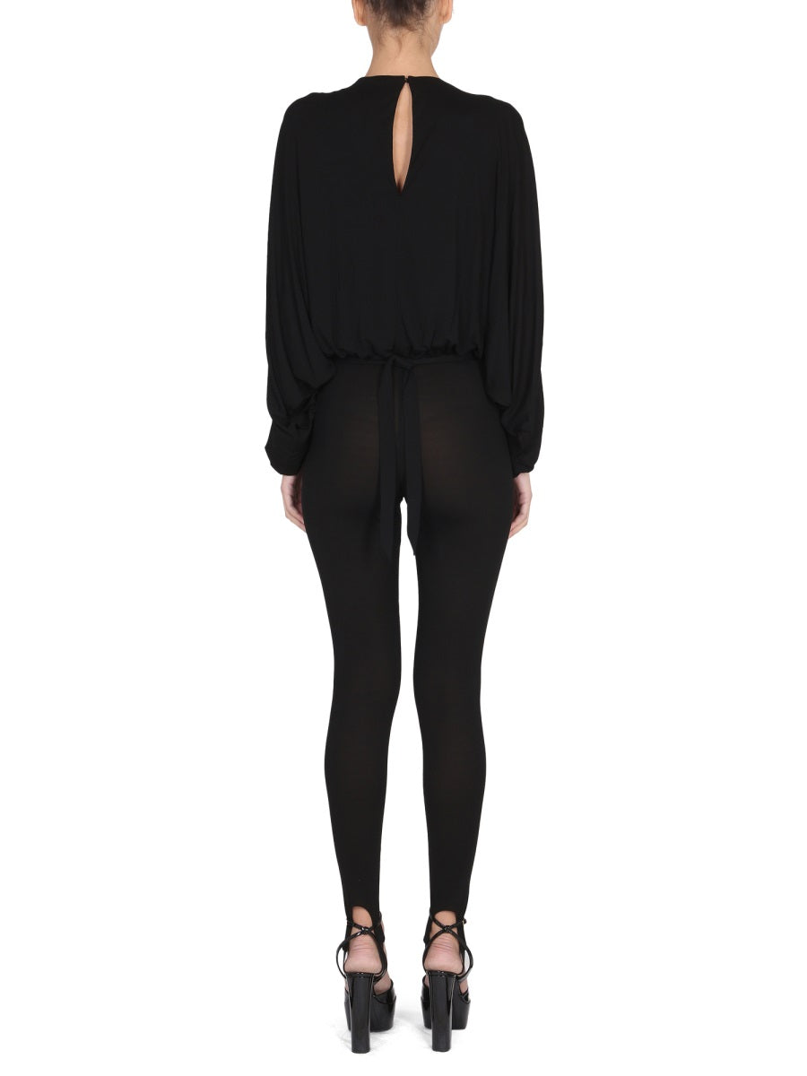 SAINT LAURENT Elegant Crepe Jumpsuit with Open Sleeves - Women's Fashion