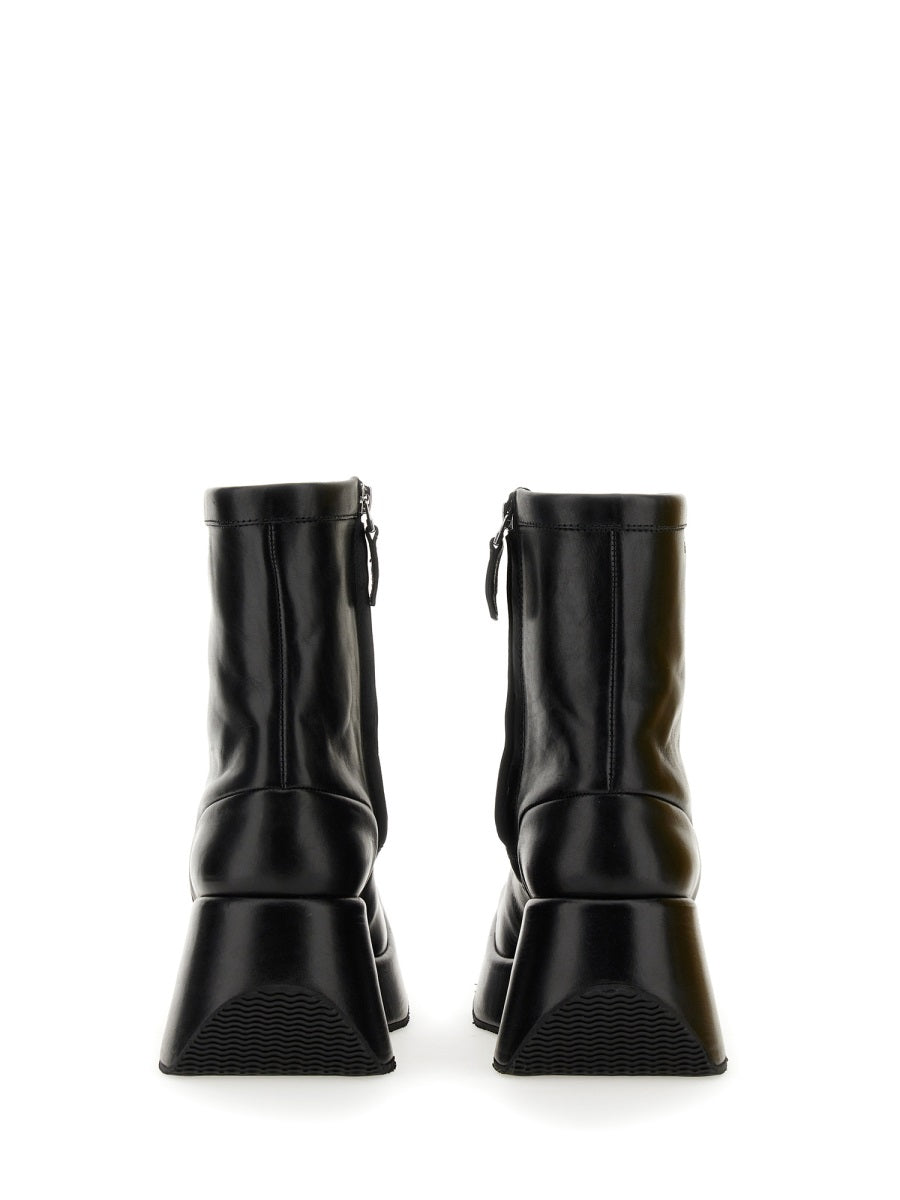 RAF SIMONS Chic Square Toe Ankle Boot with 8.5 cm Heel