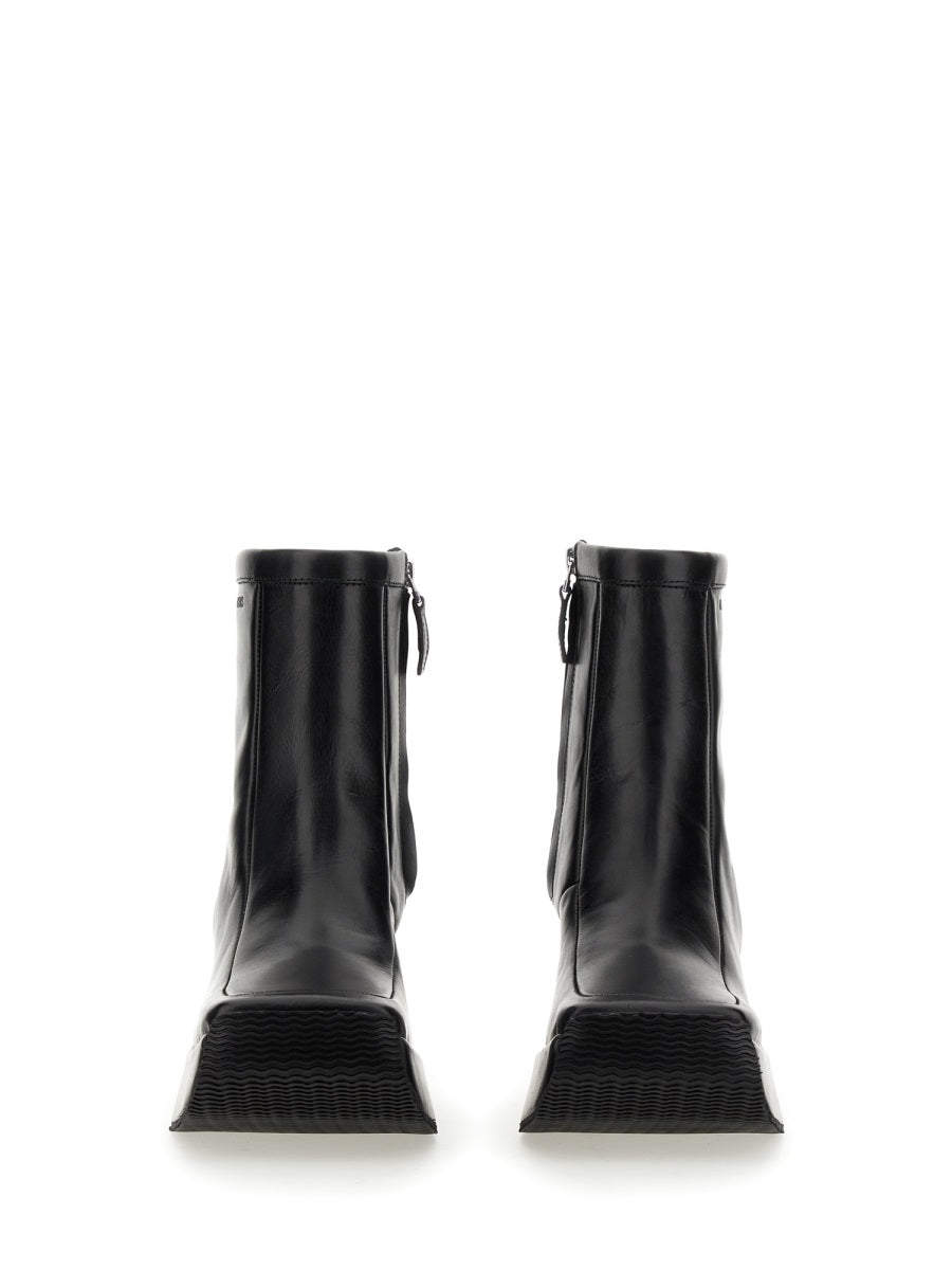 RAF SIMONS Chic Square Toe Ankle Boot with 8.5 cm Heel