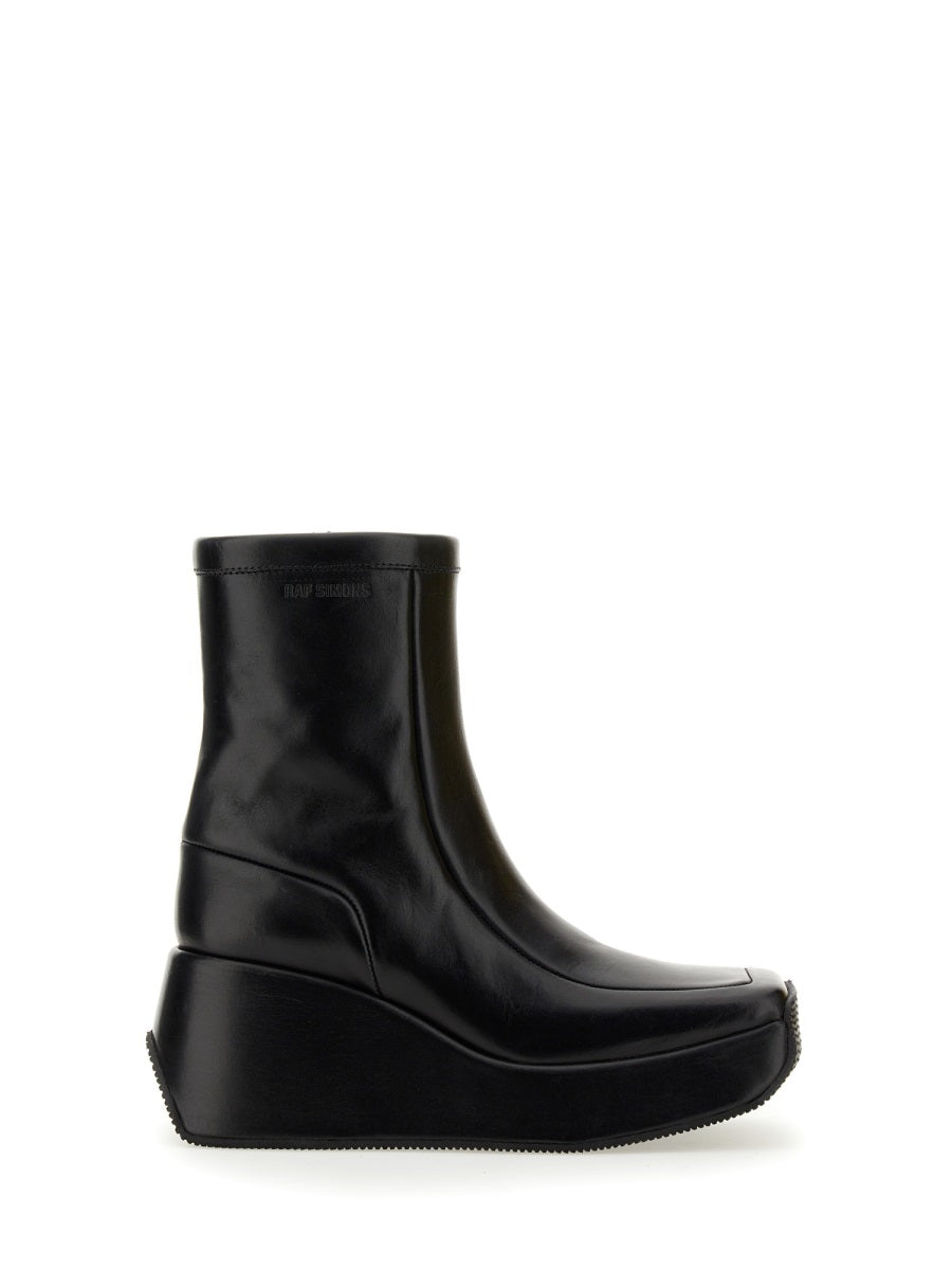 RAF SIMONS Chic Square Toe Ankle Boot with 8.5 cm Heel