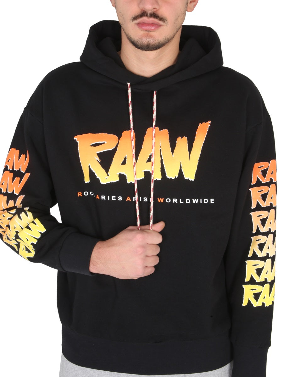 ARIES Unisex Logo Print Sweatshirt with Drawstring Hood