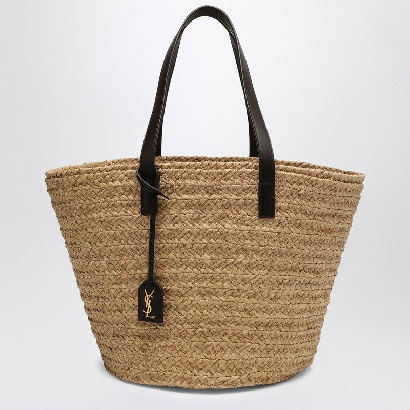 SAINT LAURENT Medium Raffia Tote Handbag