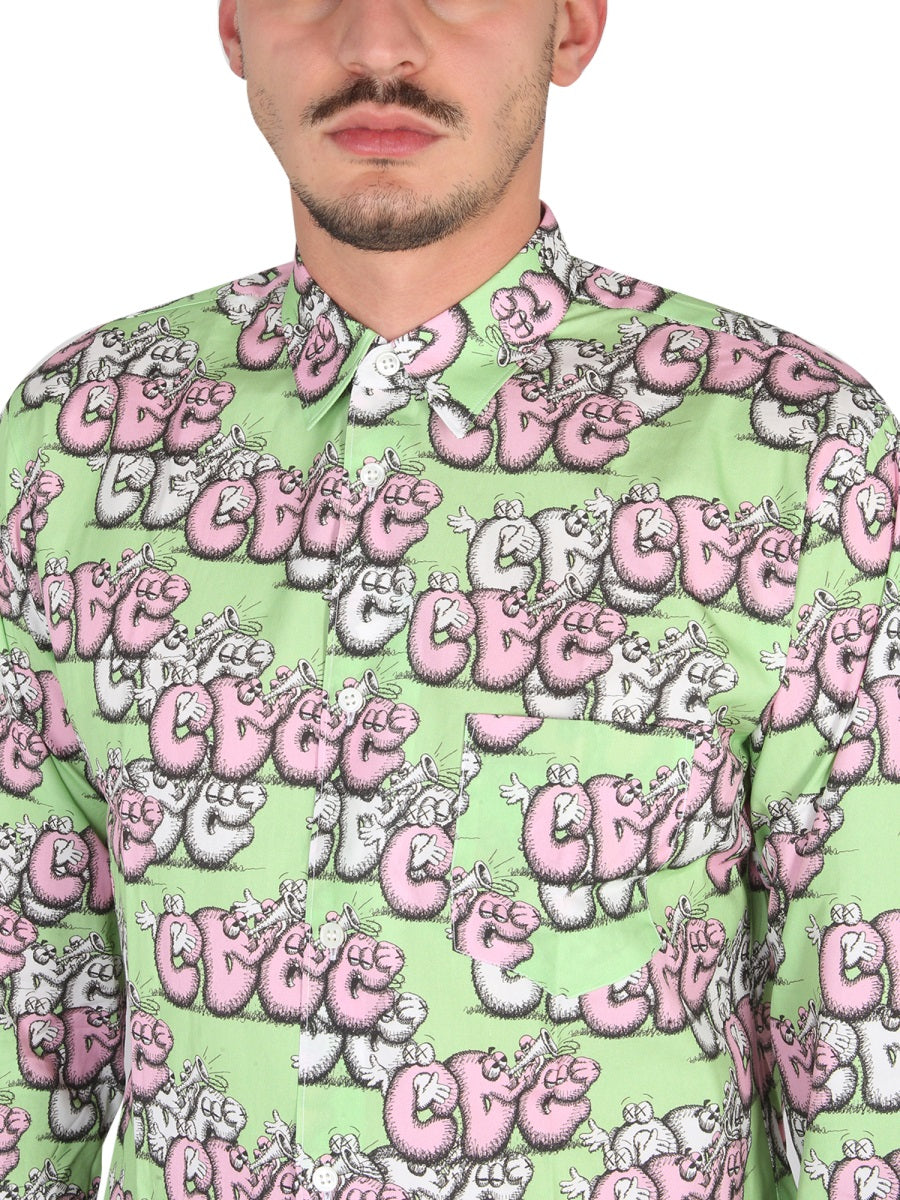 COMME DES GARCONS SHIRT Statement Graphic Shirt with Classic Collar