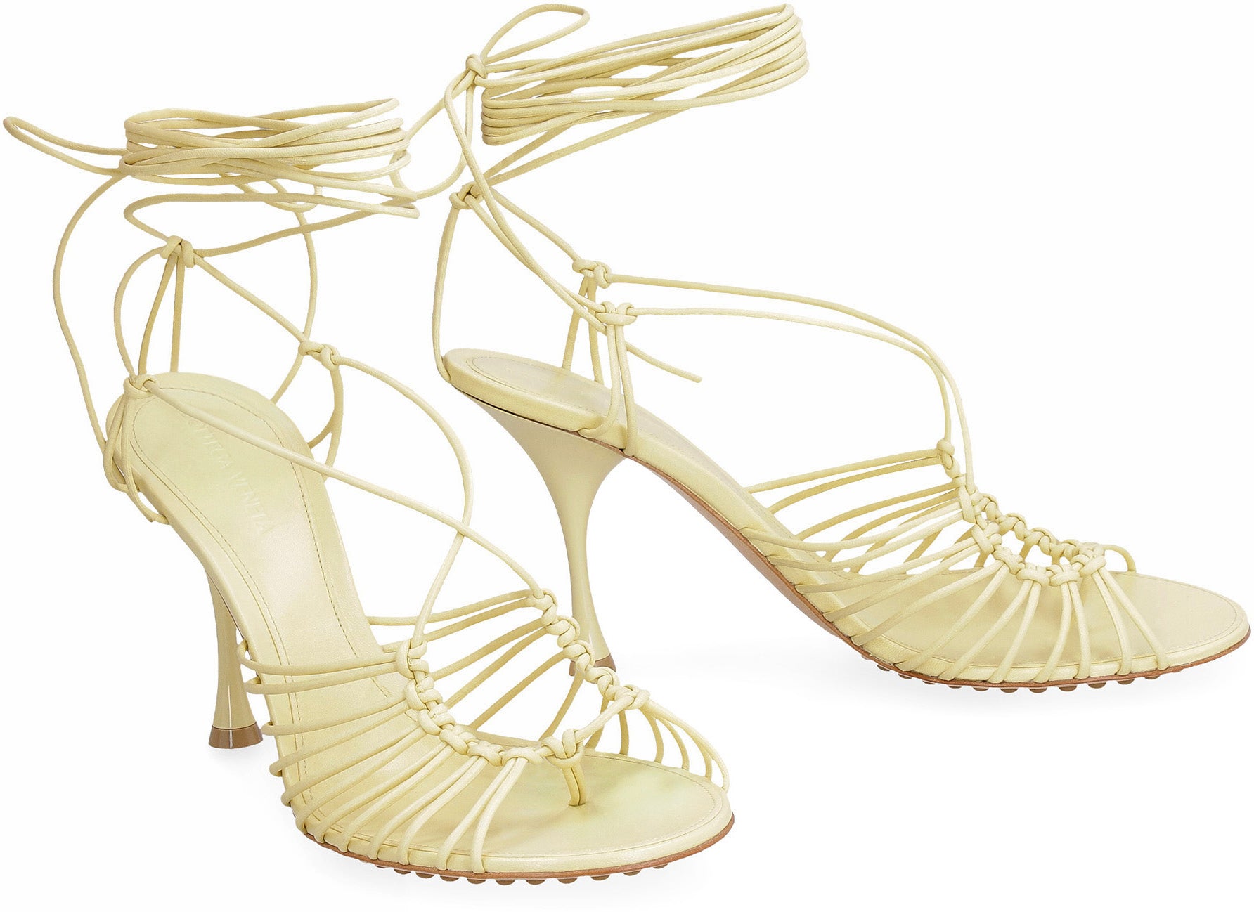 BOTTEGA VENETA Round Toeline Heeled Sandals with Ankle Laces