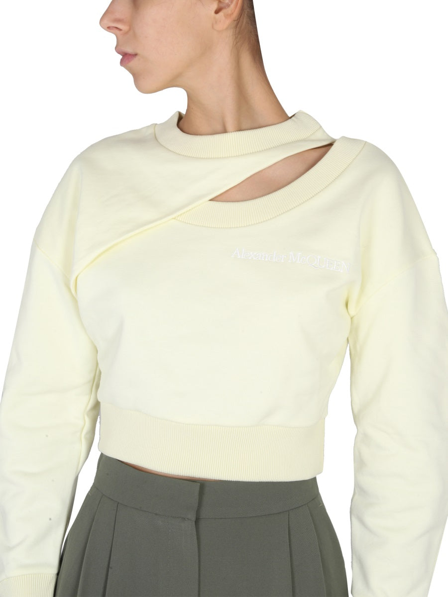 ALEXANDER McQUEEN Cut-Out Detail Cropped Sweatshirt