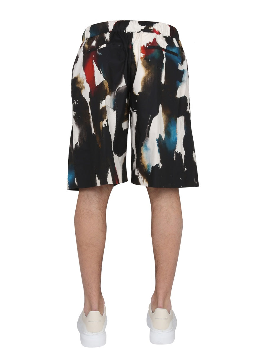 ALEXANDER McQUEEN Men's Mini Bermuda Shorts with Logo Print
