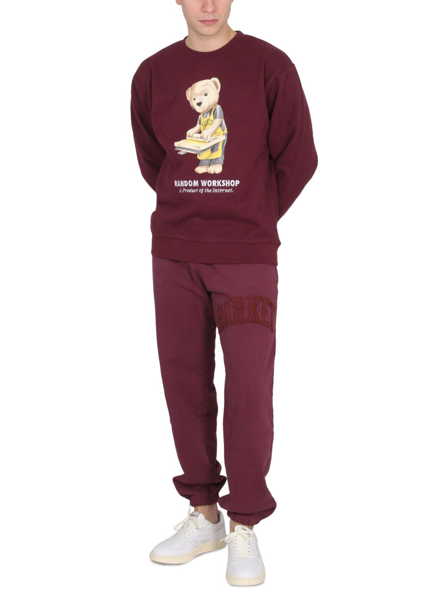 MARKET Cross-Neck Ribbed Collar Unisex Sweatshirt