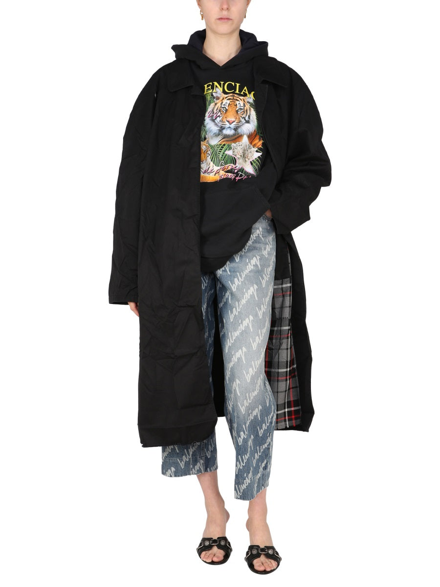 BALENCIAGA Oversized Carcoat with Pointed Collar for Women