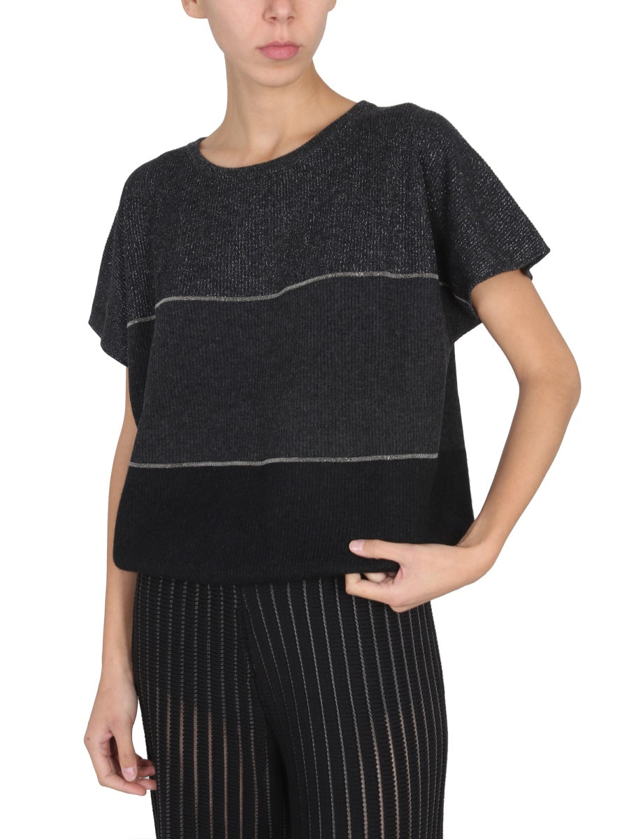 FABIANA FILIPPI Stylish Mesh Sweater with Shiny Detail - Size S