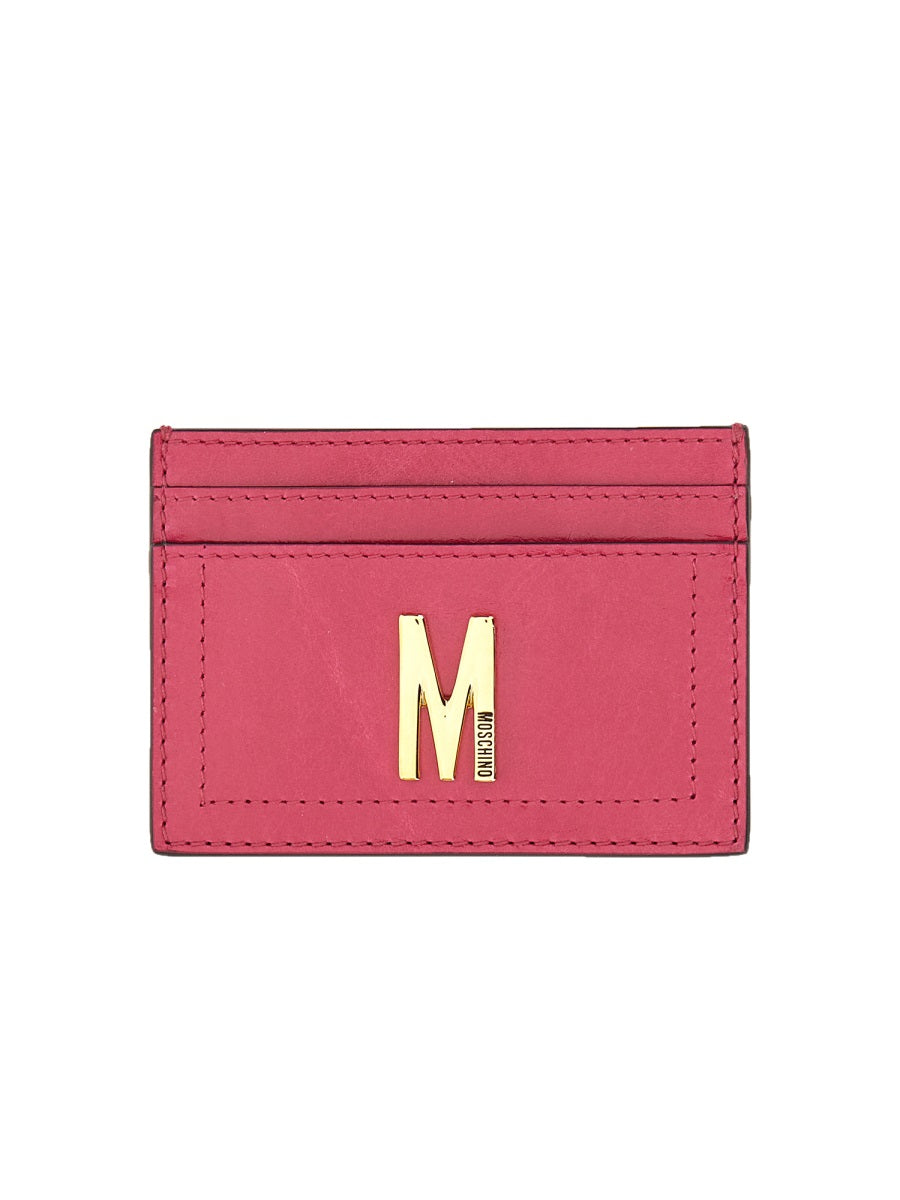 MOSCHINO Mini Card Holder with Gold Finish Plaque