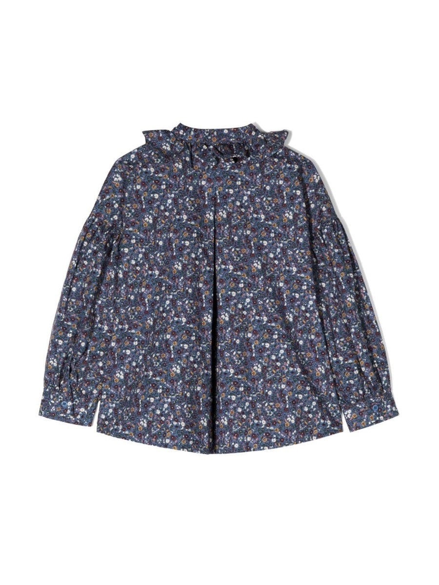 IL GUFO Mini Floral Ruffle Collar Shirt