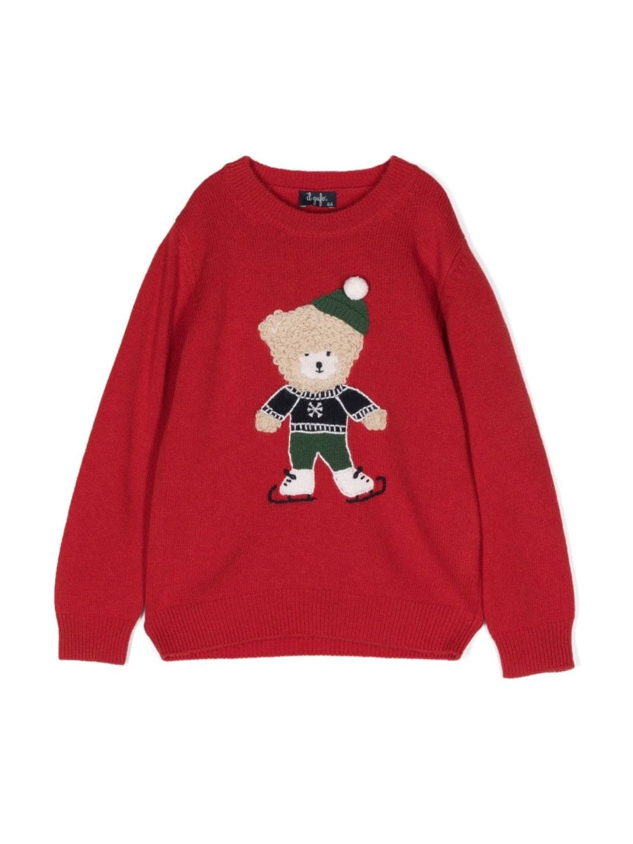 IL GUFO Mini Teddy Bear Crew Neck Pullover