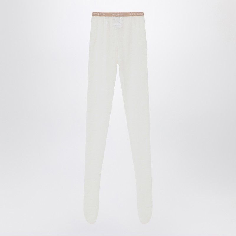 VALENTINO GARAVANI Lace Tights with Logo Elastic Waistband