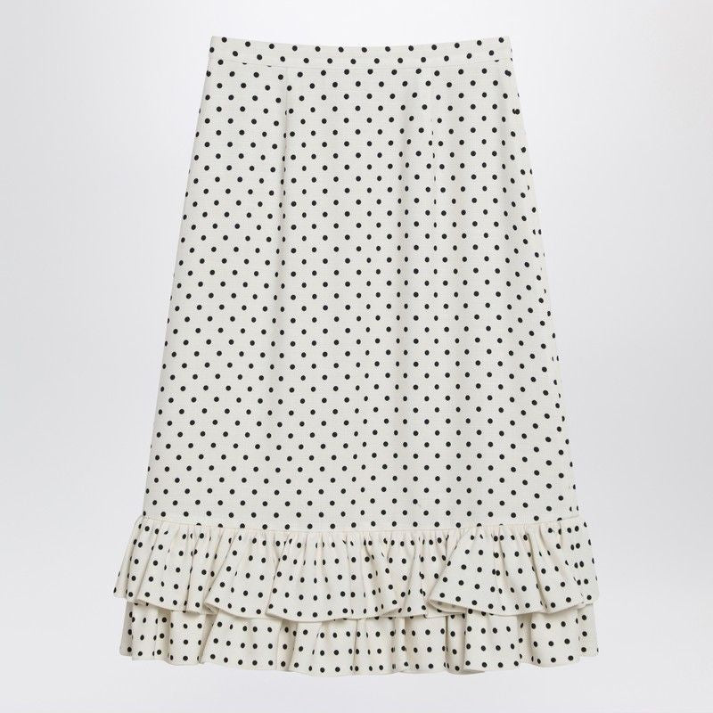 VALENTINO Polka-Dot Mini Skirt with Ruffles