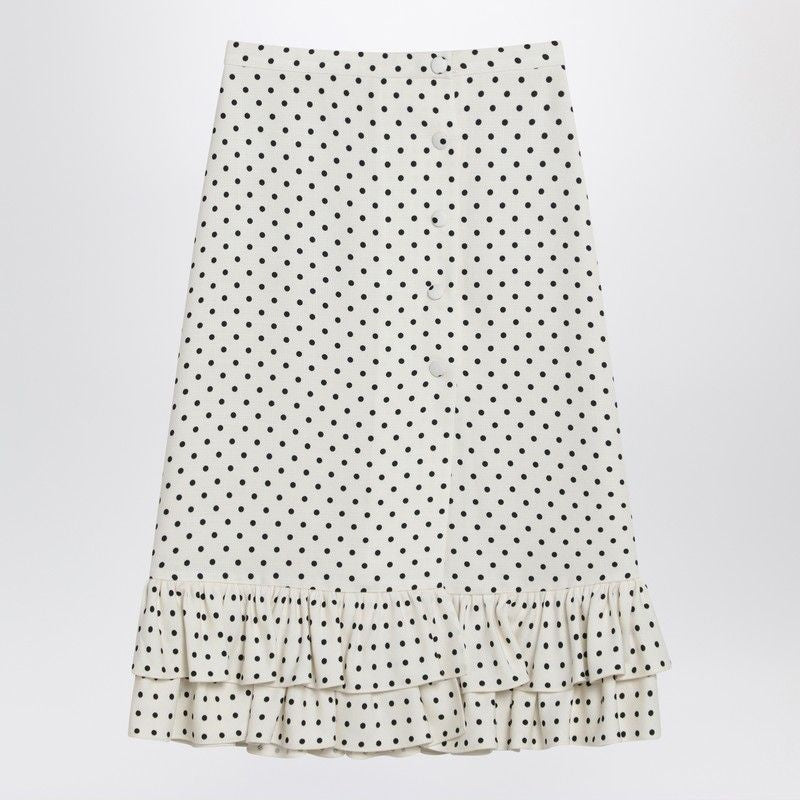 VALENTINO Polka-Dot Mini Skirt with Ruffles