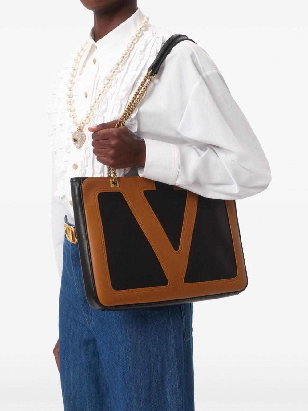 VALENTINO GARAVANI Cotton Popeline Shirt with Ruffle Detail - Size 40