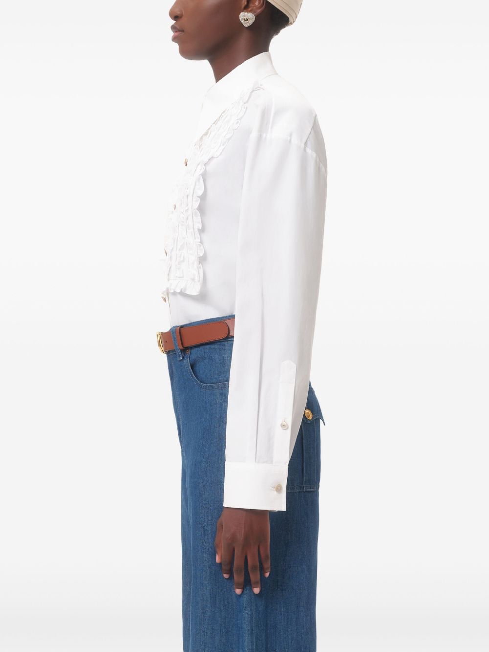 VALENTINO Exquisite White Bib Shirt for Women - SS25
