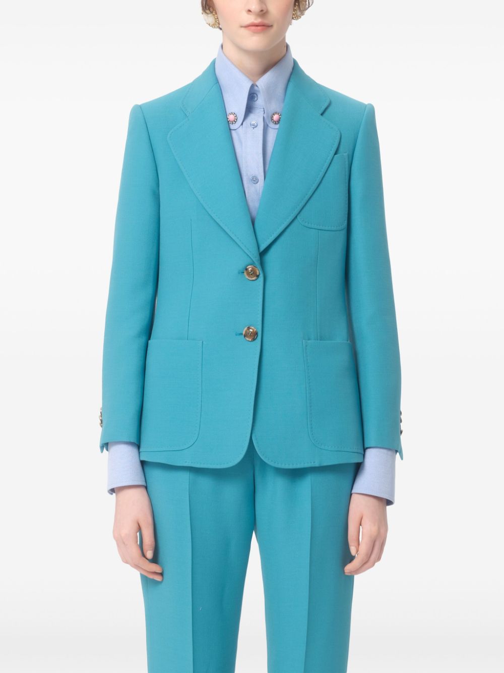 VALENTINO Turquoise 2-Button Women's Blazer